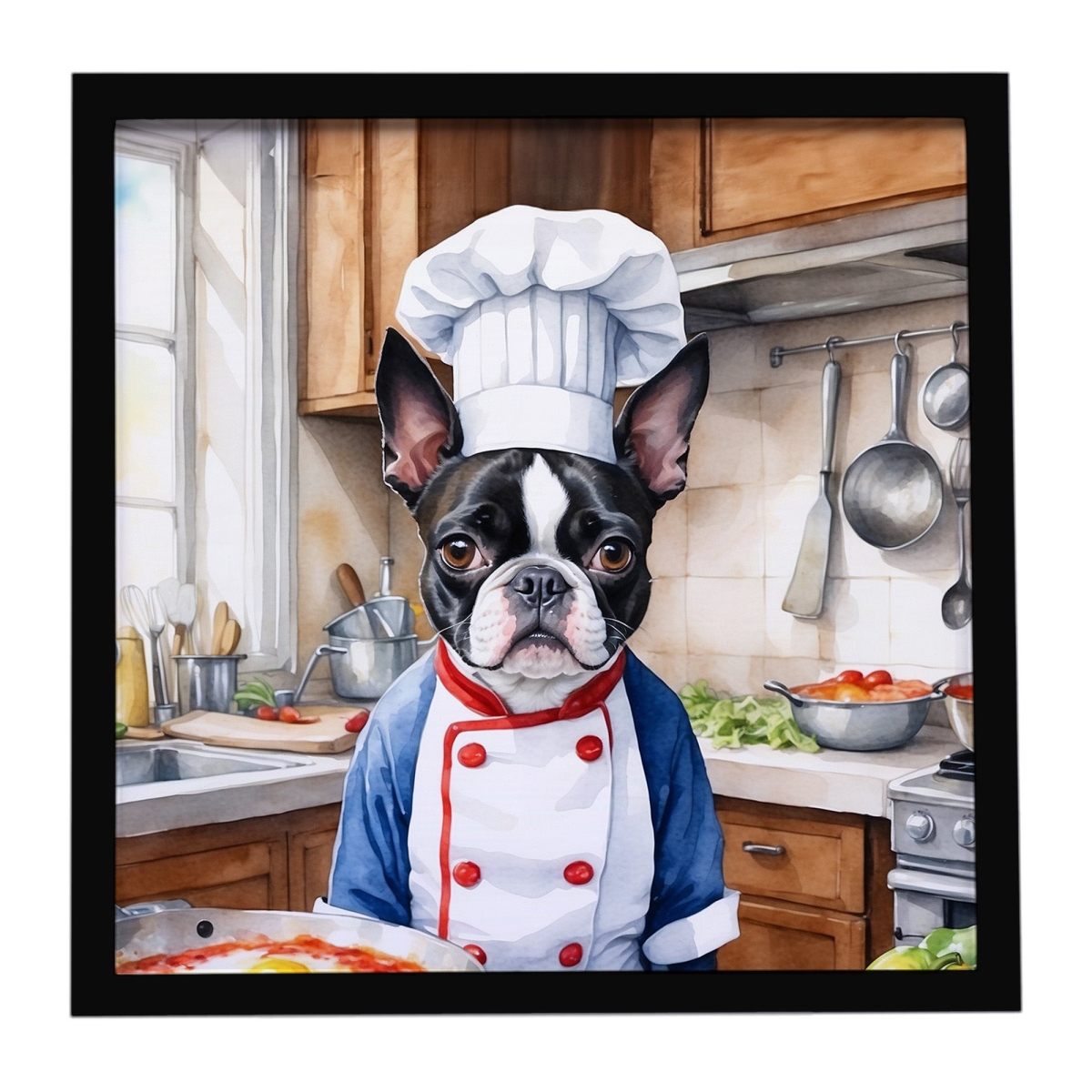 DAC6216MFP88 8 x 8 in. Boston Terrier The Chef Framed Metal Print