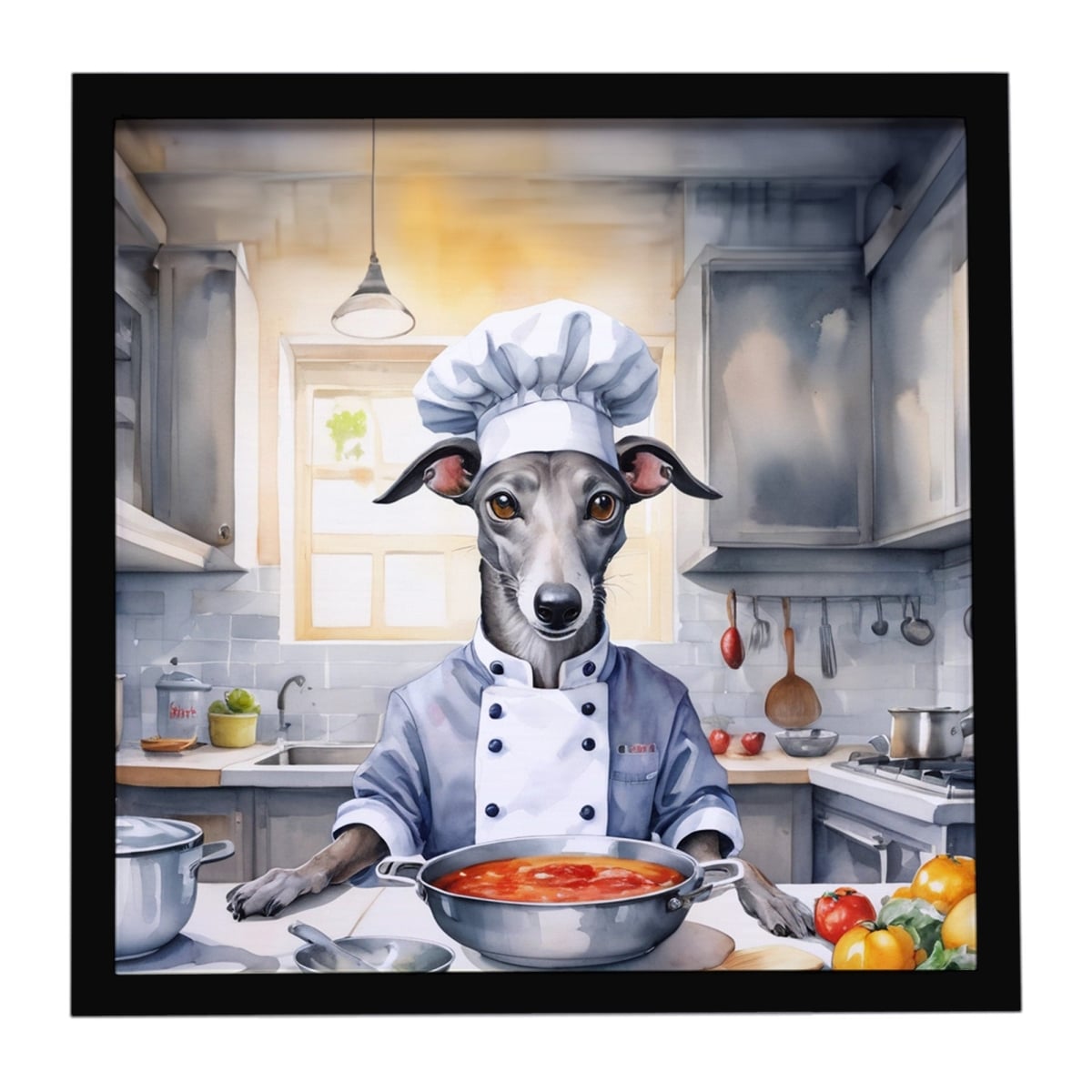 DAC6264MFP88 8 x 8 in. Greyhound The Chef Framed Metal Print