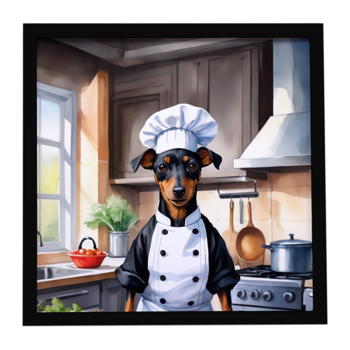 DAC6285MFP88 8 x 8 in. Manchester Terrier The Chef Framed Metal Print