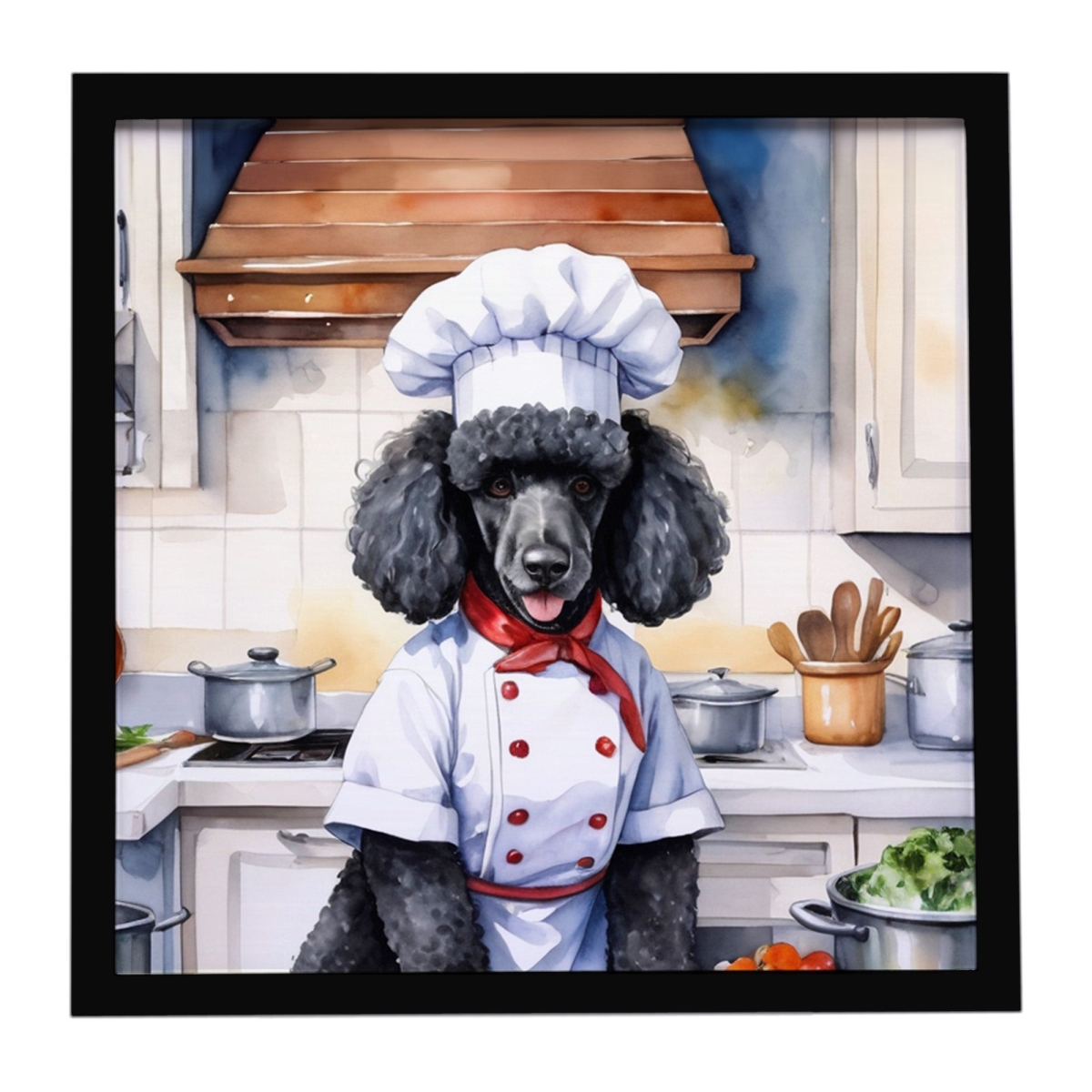 DAC6302MFP88 8 x 8 in. Black Poodle The Chef Framed Metal Print