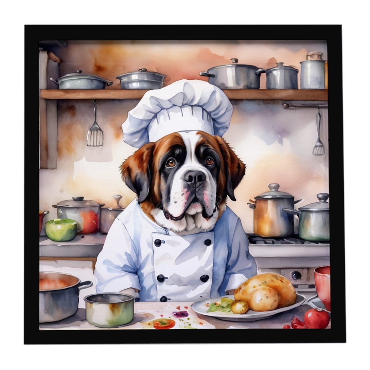 DAC6317MFP88 8 x 8 in. Saint Bernard The Chef Framed Metal Print