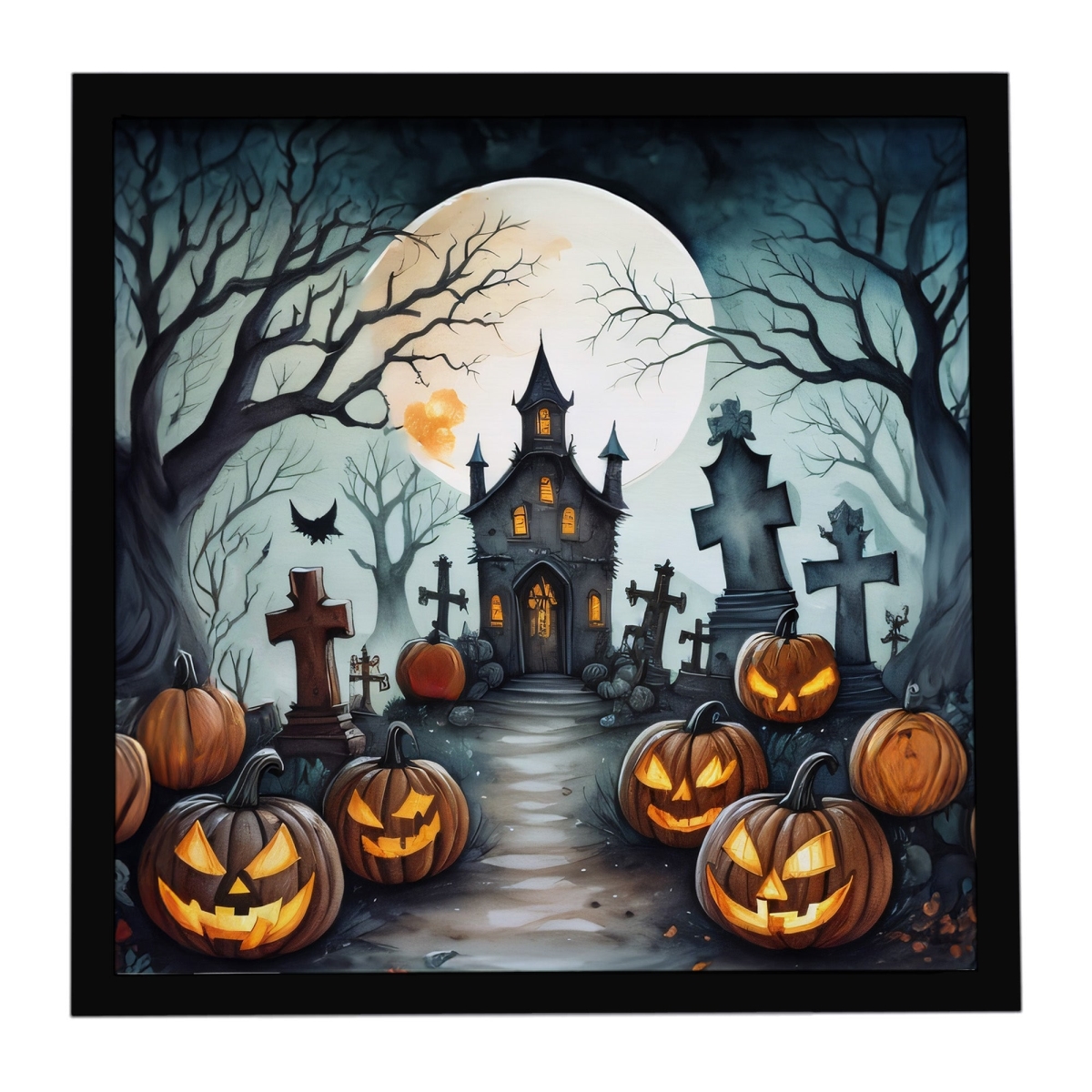 DAC2215MFP88 8 x 8 in. Graveyard Spooky Halloween Framed Metal Print