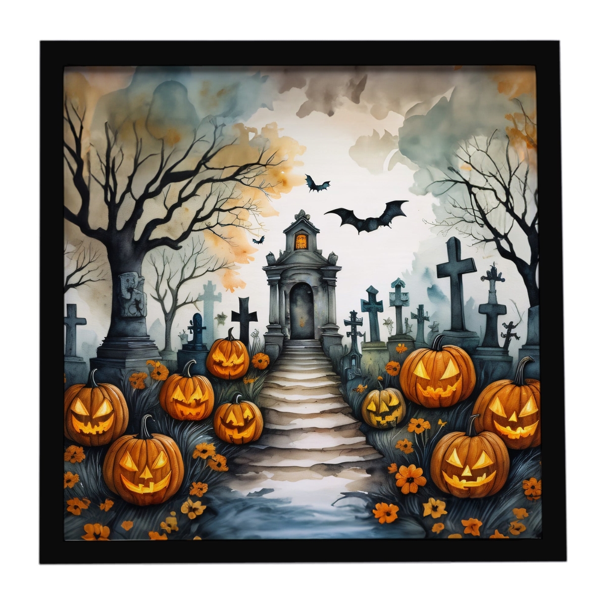 DAC2256MFP88 8 x 8 in. Marigold Spooky Halloween Framed Metal Print