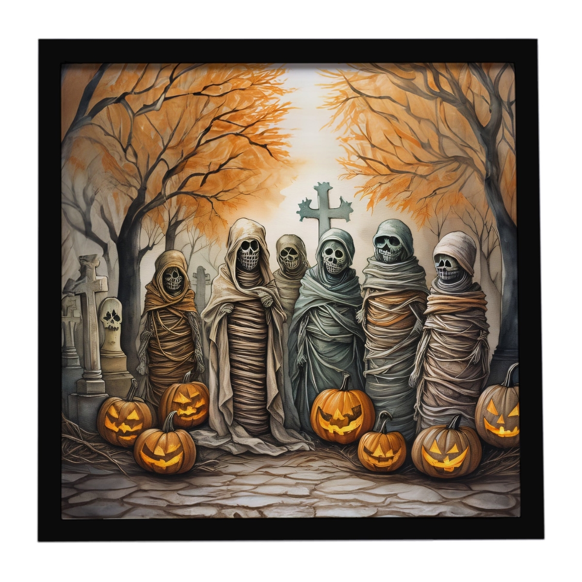 DAC2257MFP88 8 x 8 in. Mummies Spooky Halloween Framed Metal Print