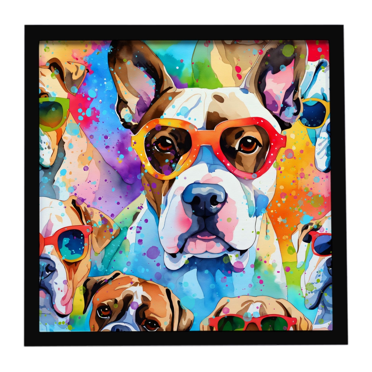 DAC2474MFP88 8 x 8 in. Boxer Hippie Dawg Framed Metal Print