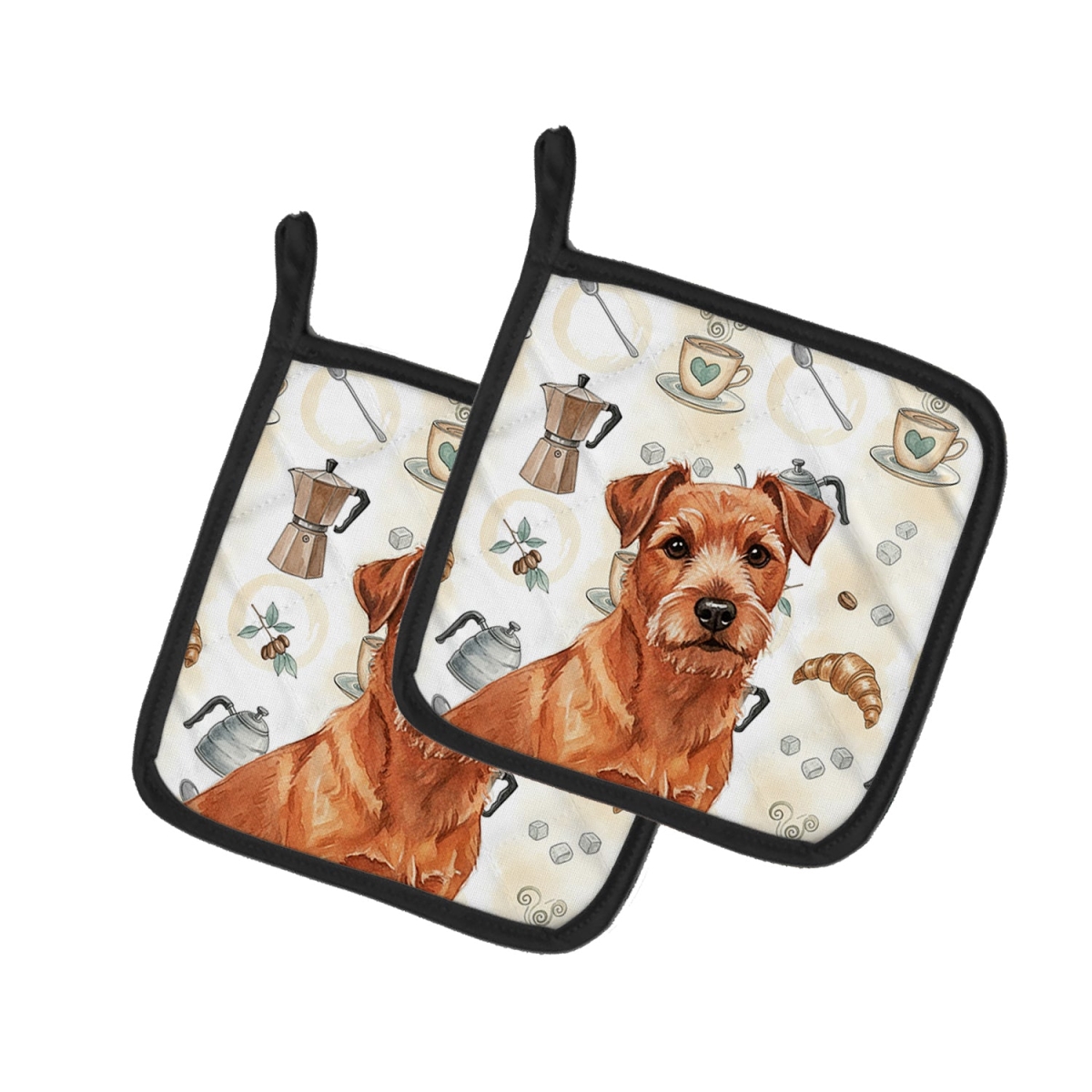 Picture of Carolines Treasures WDK7530PTHD 7.5 x 7.5 in. Red Norfolk Terrier Coffee Bar Pair of Pot Holders
