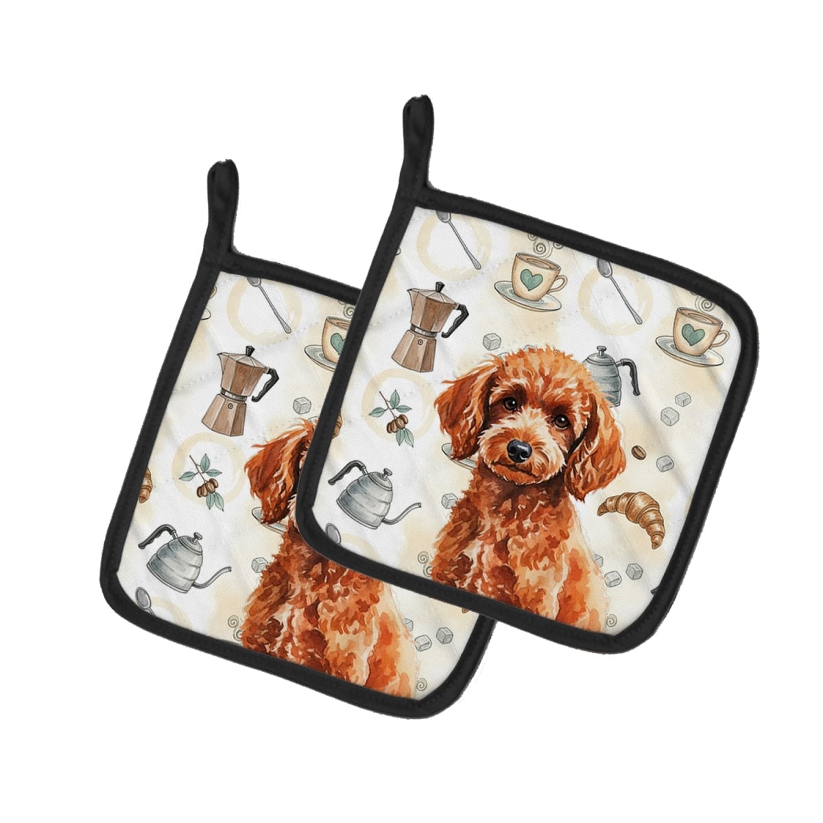 Picture of Carolines Treasures WDK7575PTHD 7.5 x 7.5 in. Toy Red Poodle Coffee Bar Pair of Pot Holders