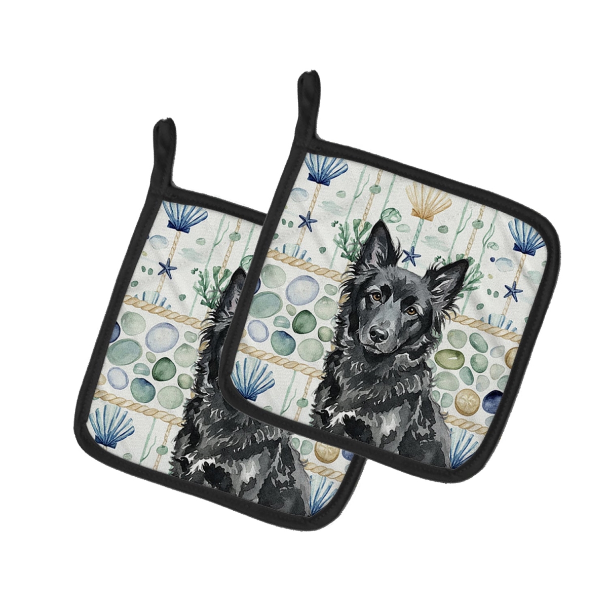 Picture of Carolines Treasures WDK7120PTHD 7.5 x 7.5 in. Mudi Coastal Sea Glass Pair of Pot Holders