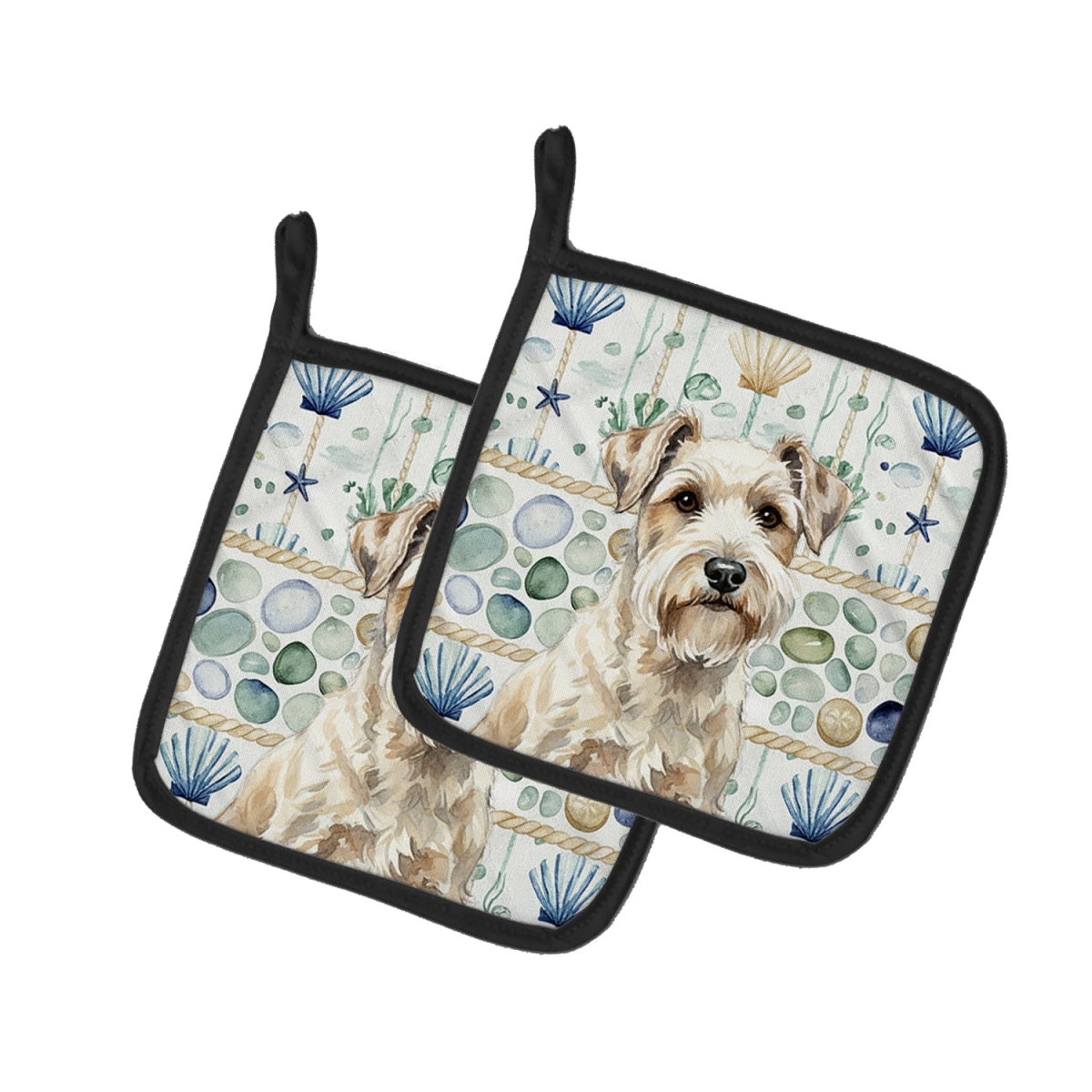 Picture of Carolines Treasures WDK7206PTHD 7.5 x 7.5 in. Sealyham Terrier Coastal Sea Glass Pair of Pot Holders