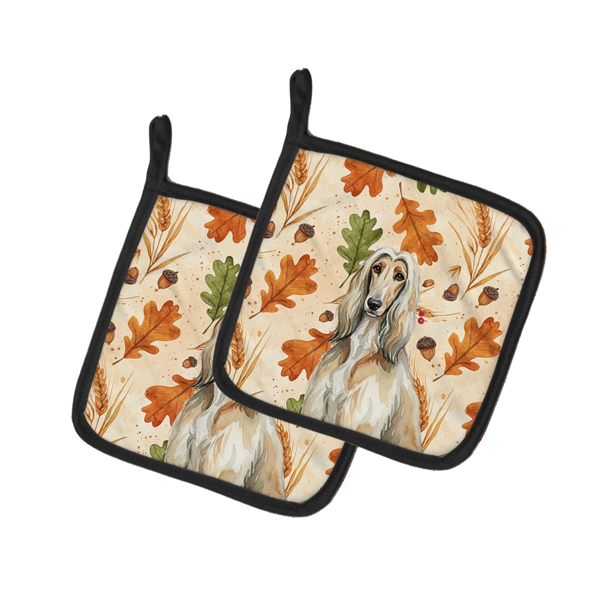 Picture of Carolines Treasures WDK7666PTHD 7.5 x 7.5 in. Afghan Hound Heirloom Fall Pair of Pot Holders