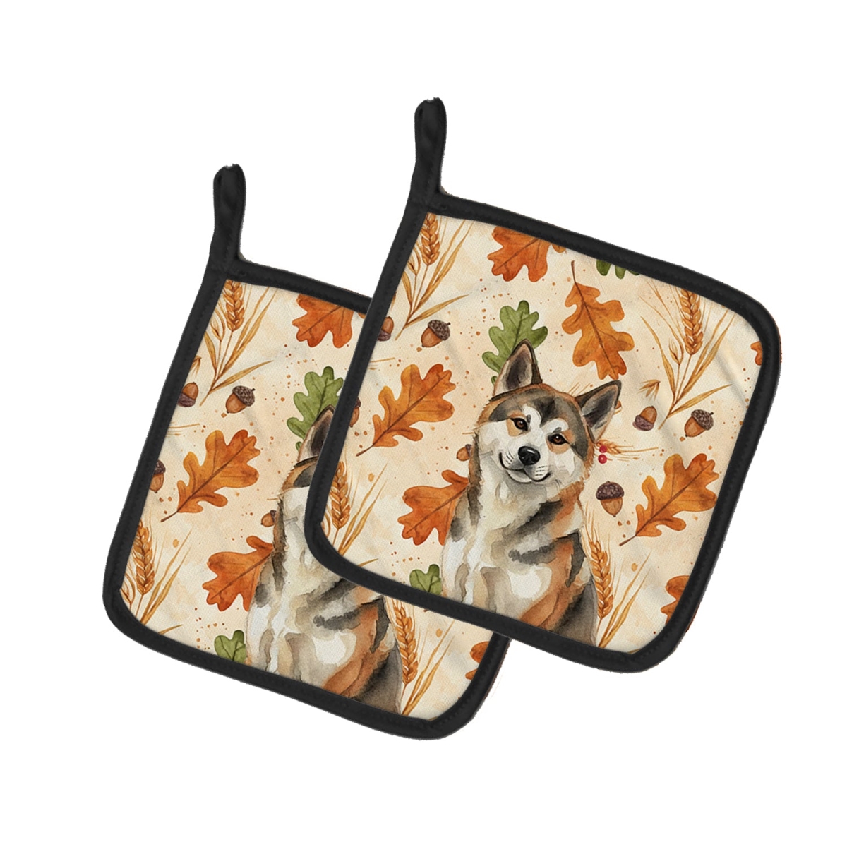 Picture of Carolines Treasures WDK7671PTHD 7.5 x 7.5 in. Sesame Akita Heirloom Fall Pair of Pot Holders