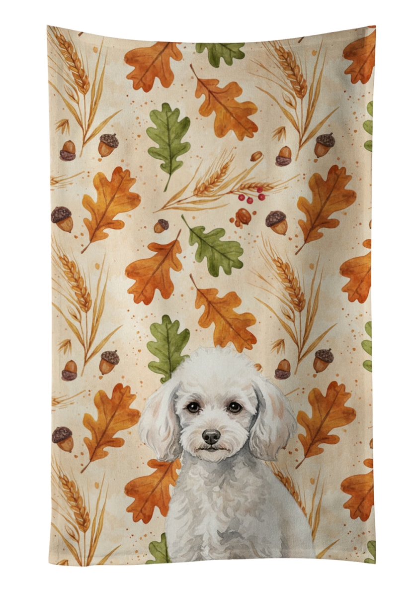 WDK7968KTWL 25 x 15 in. Miniature White Poodle Heirloom Fall Kitchen Towel