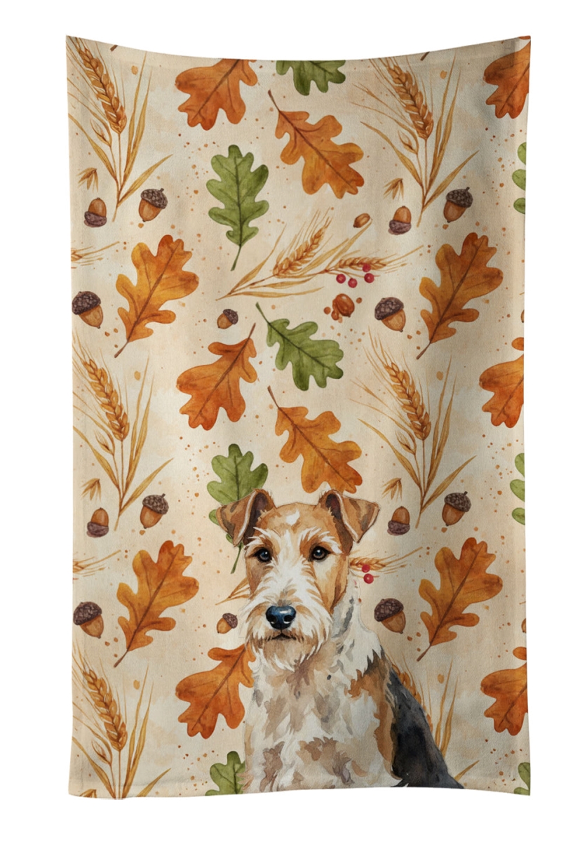 WDK8057KTWL 25 x 15 in. Wire Fox Terrier Heirloom Fall Kitchen Towel