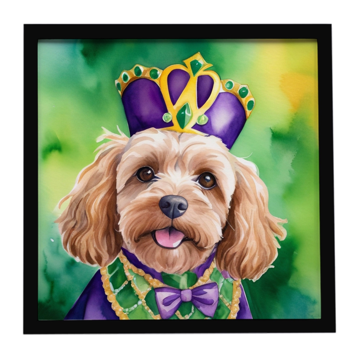 DAC4770MFP88 8 x 8 in. Cockapoo King of Mardi Gras Framed Metal Print