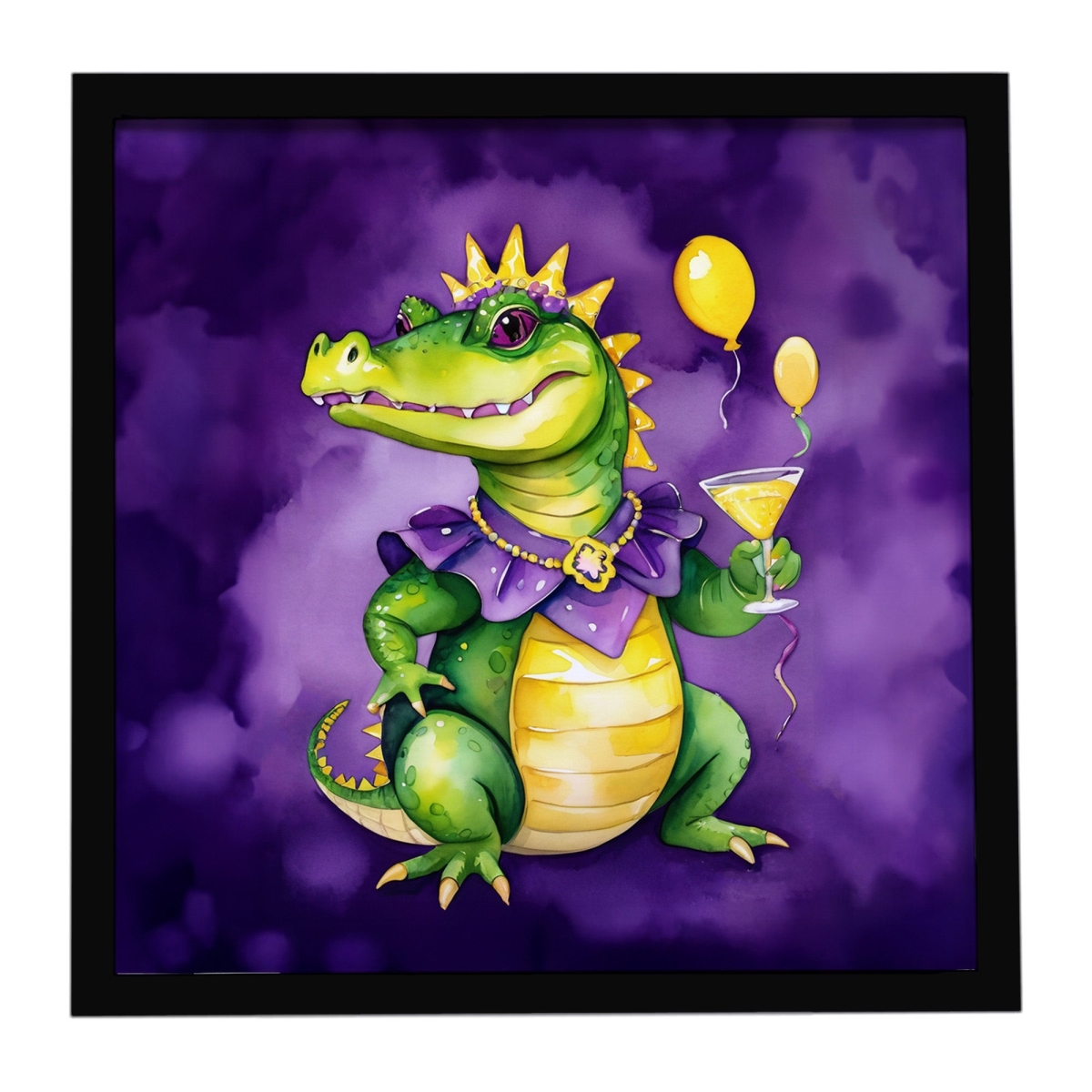 DAC5218MFP88 8 x 8 in. Alligator Mardi Gras Framed Metal Print