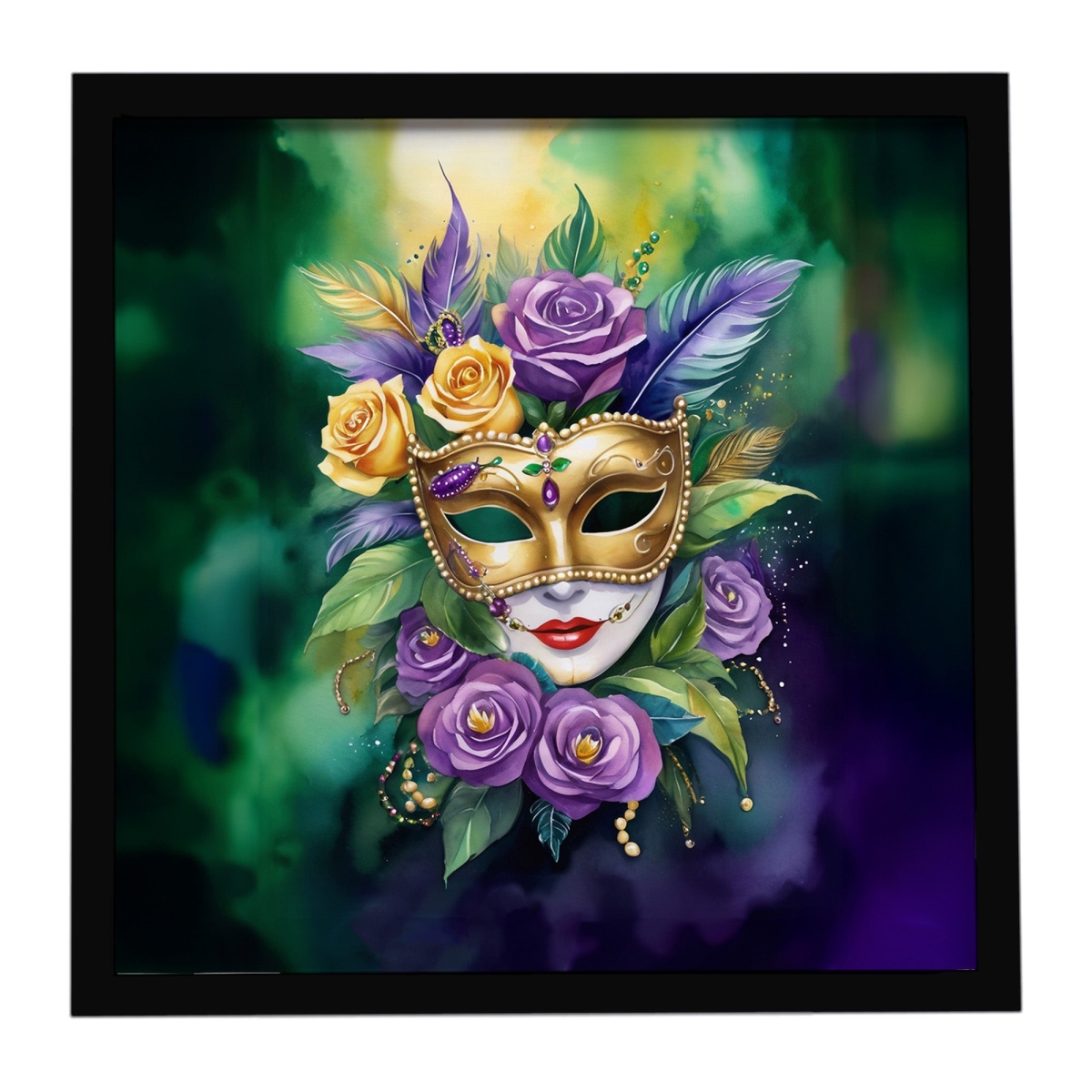 DAC5239MFP88 8 x 8 in. Mask Mardi Gras Framed Metal Print