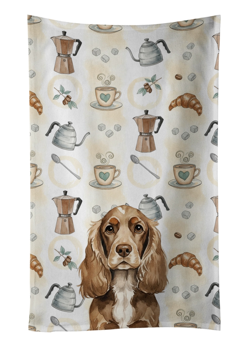 WDK7383KTWL 25 x 15 in. Chocolate Cocker Spaniel Coffee Bar Kitchen Towel