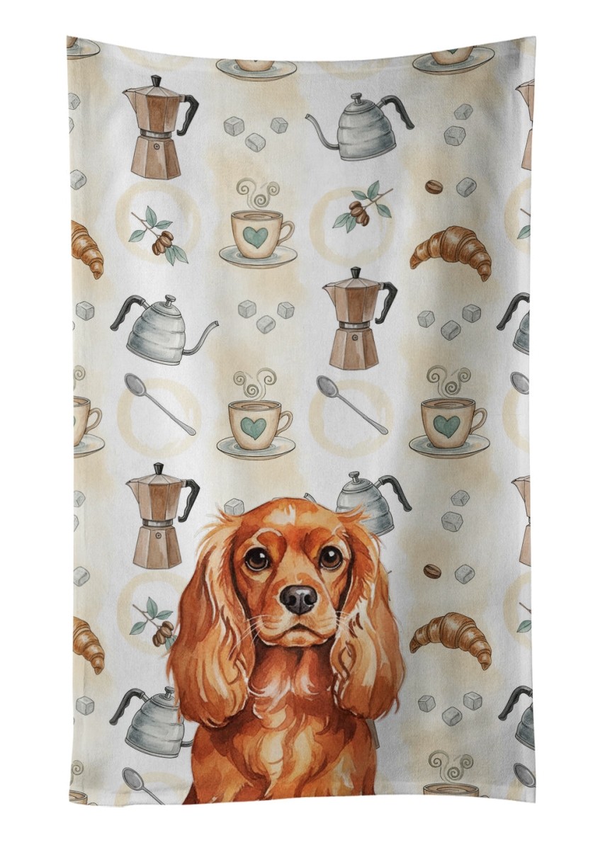 WDK7436KTWL 25 x 15 in. Ruby English Toy Spaniel Coffee Bar Kitchen Towel