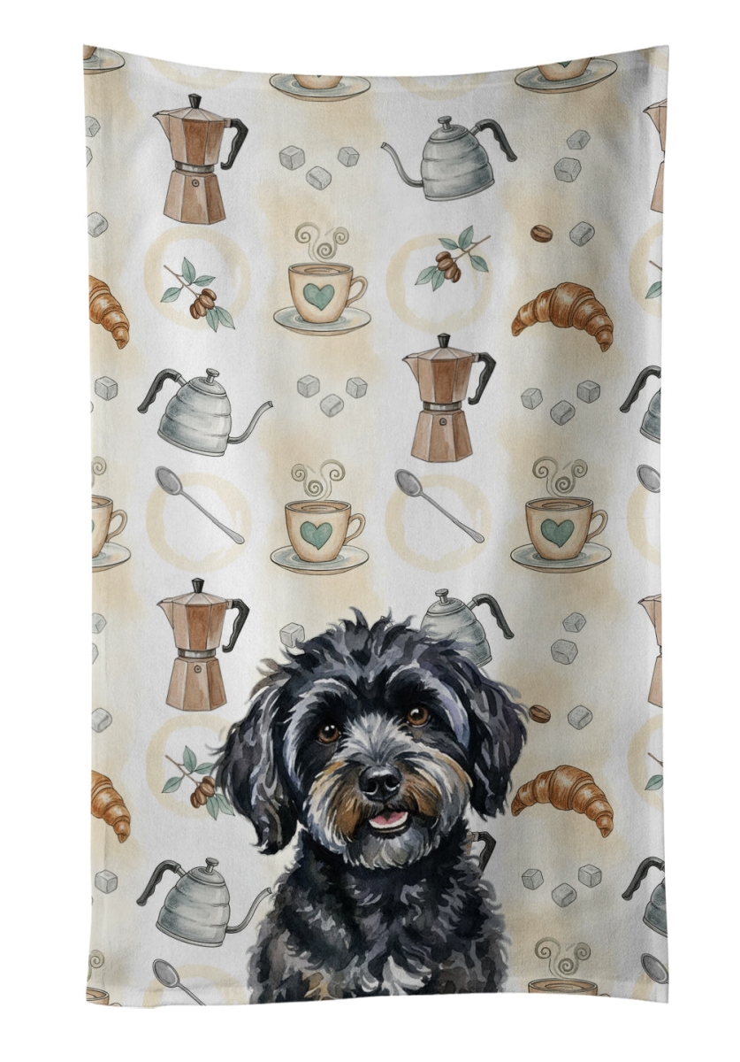 WDK7467KTWL 25 x 15 in. Black Havanese Coffee Bar Kitchen Towel