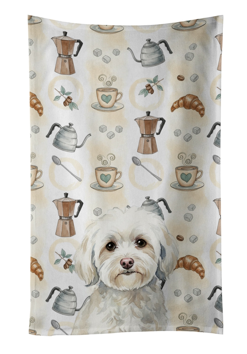 WDK7470KTWL 25 x 15 in. White Havanese Coffee Bar Kitchen Towel