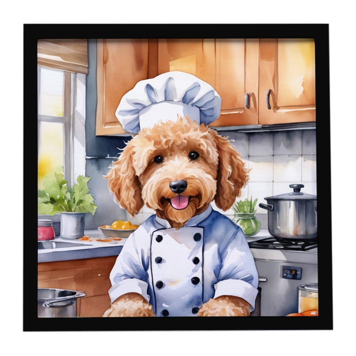DAC6258MFP88 8 x 8 in. Goldendoodle The Chef Framed Metal Print