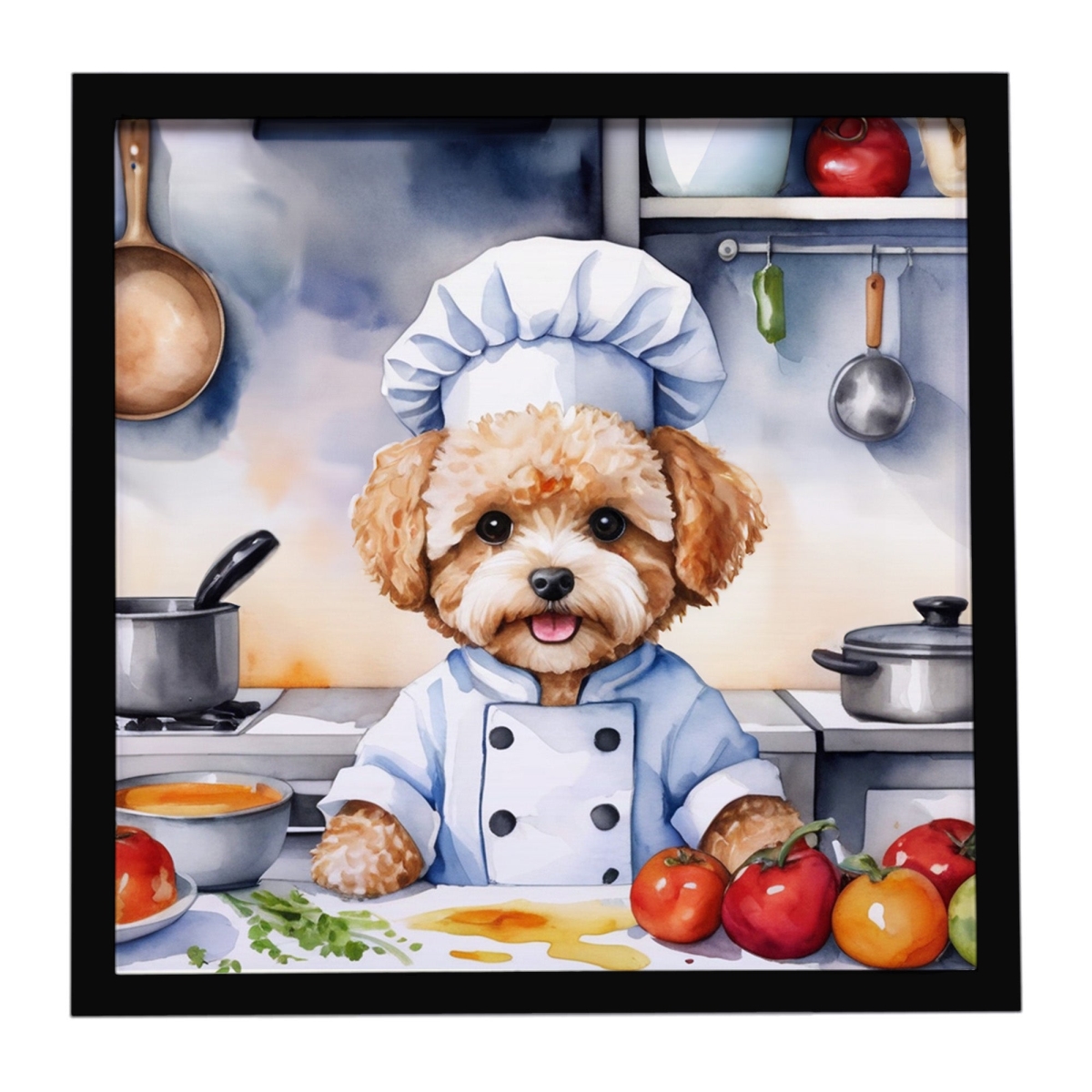 DAC6284MFP88 8 x 8 in. Maltipoo The Chef Framed Metal Print
