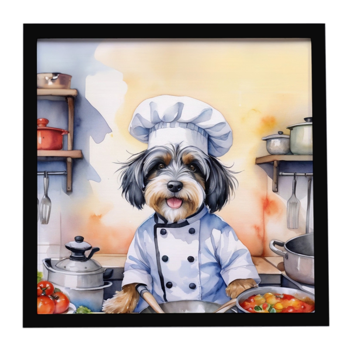 DAC6334MFP88 8 x 8 in. Tibetan Terrier The Chef Framed Metal Print