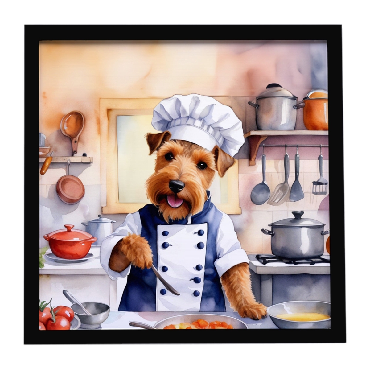 DAC6338MFP88 8 x 8 in. Welsh Terrier The Chef Framed Metal Print