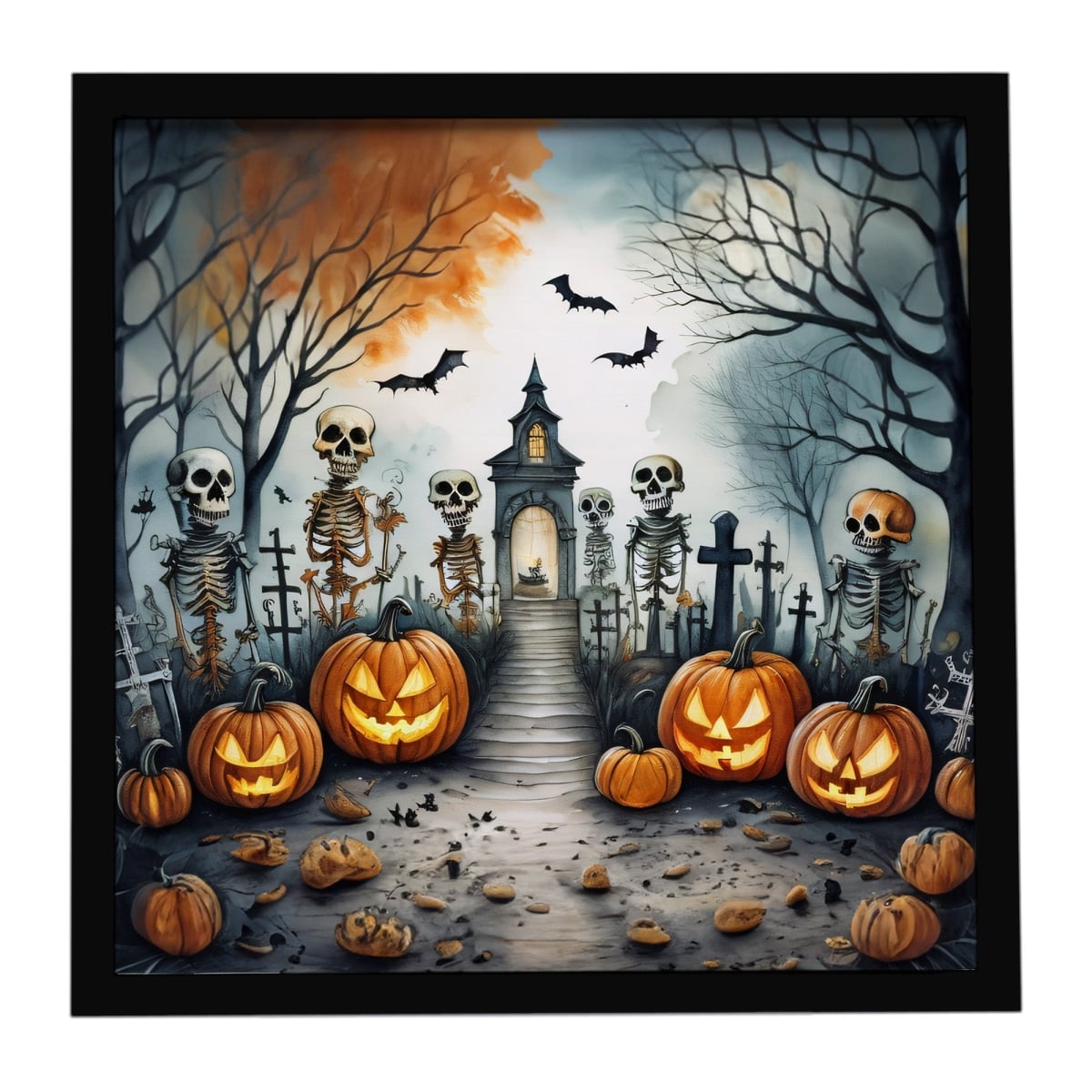 DAC2272MFP88 8 x 8 in. Skeleton Spooky Halloween Framed Metal Print