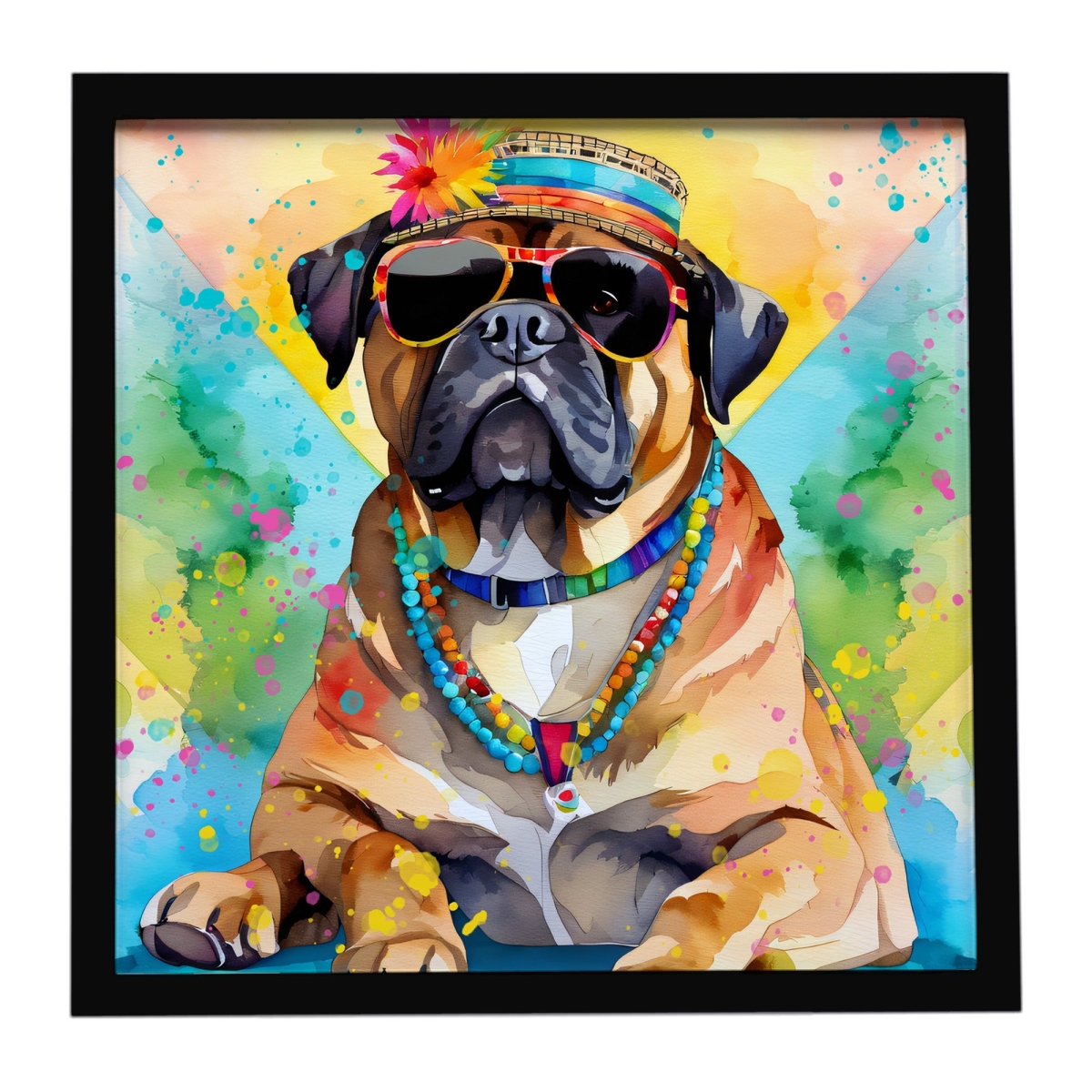 DAC2482MFP88 8 x 8 in. Cane Corso Hippie Dawg Framed Metal Print