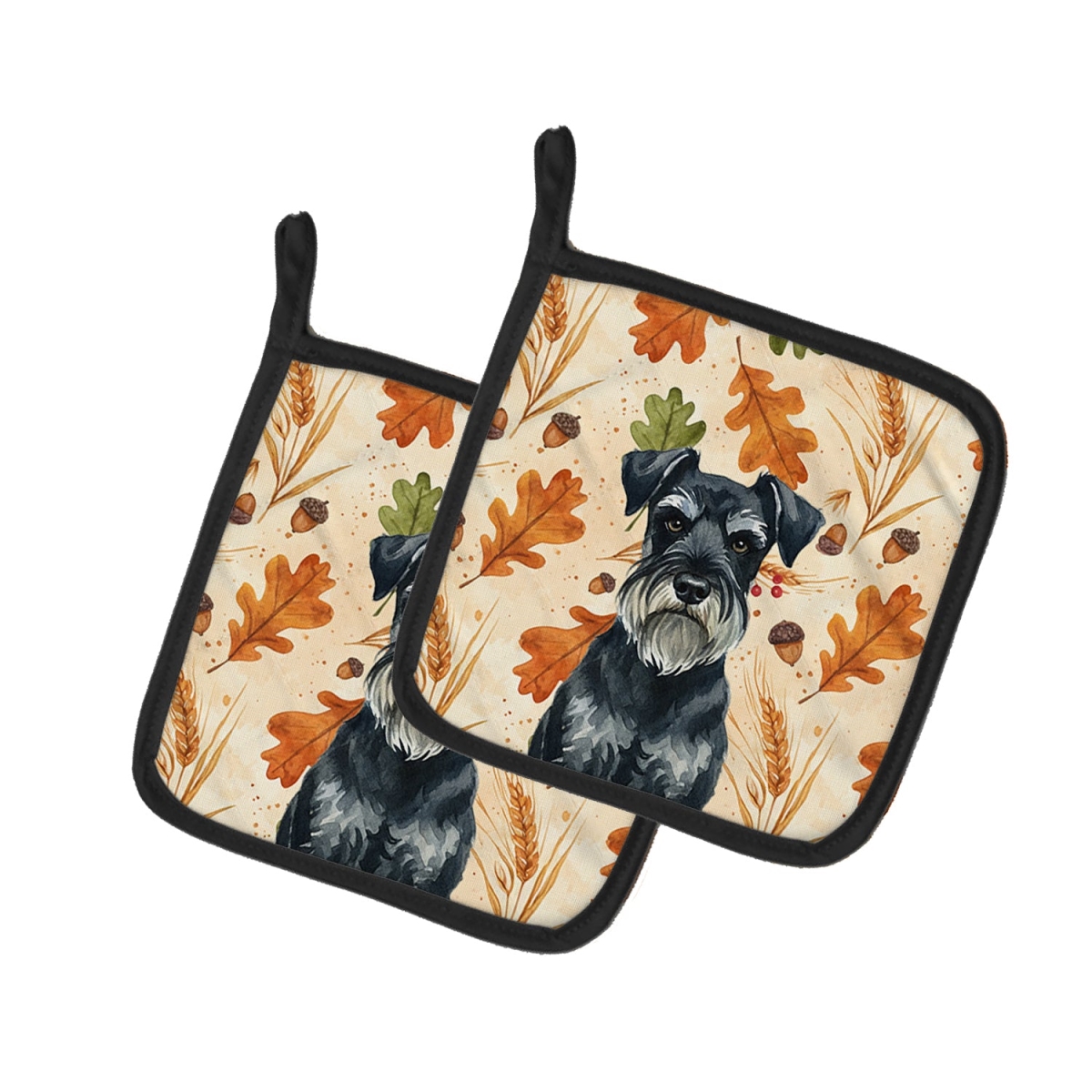 Picture of Carolines Treasures WDK8032PTHD 7.5 x 7.5 in. Standard Schnauzer Heirloom Fall Pair of Pot Holders