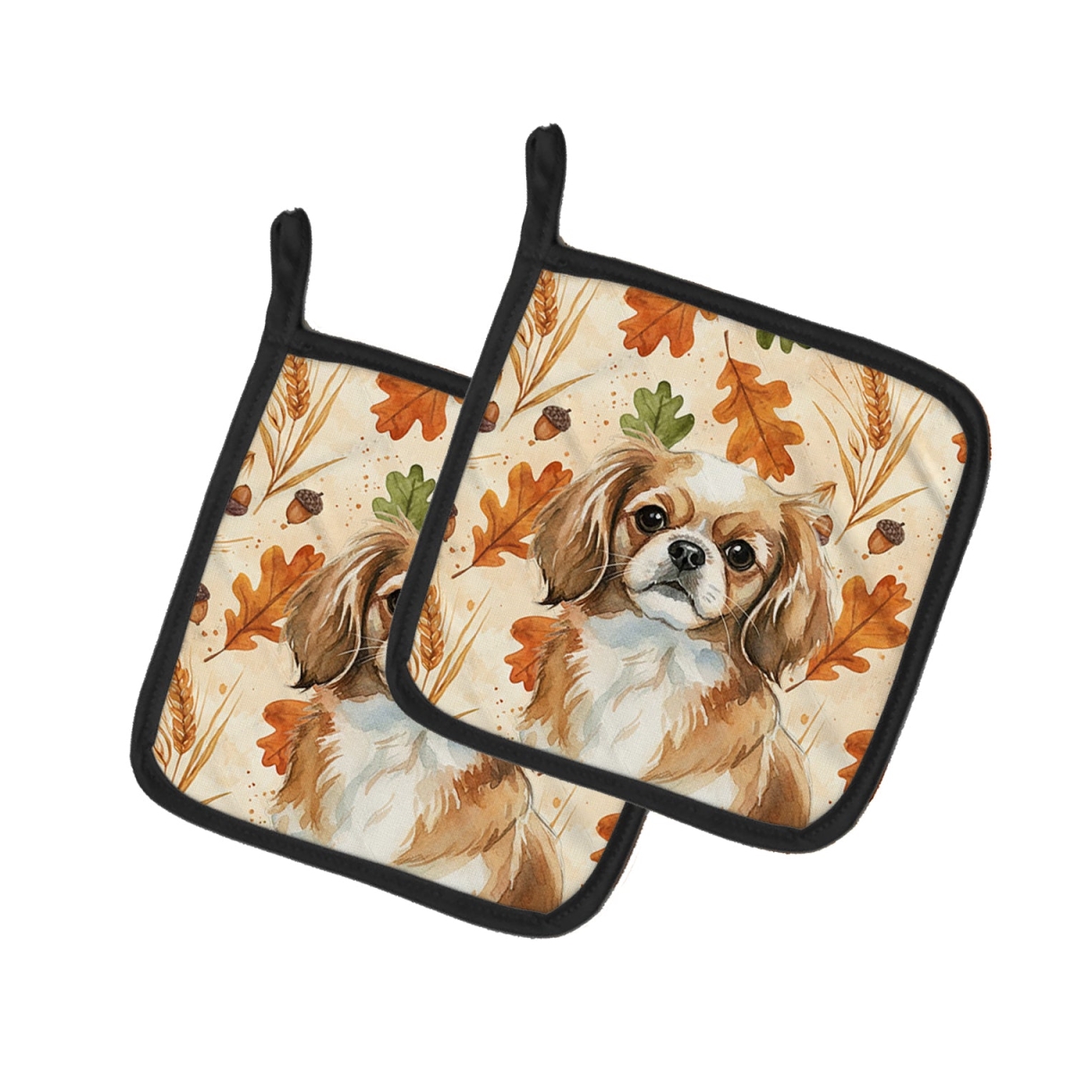 Picture of Carolines Treasures WDK8038PTHD 7.5 x 7.5 in. Tibetan Spaniel Heirloom Fall Pair of Pot Holders