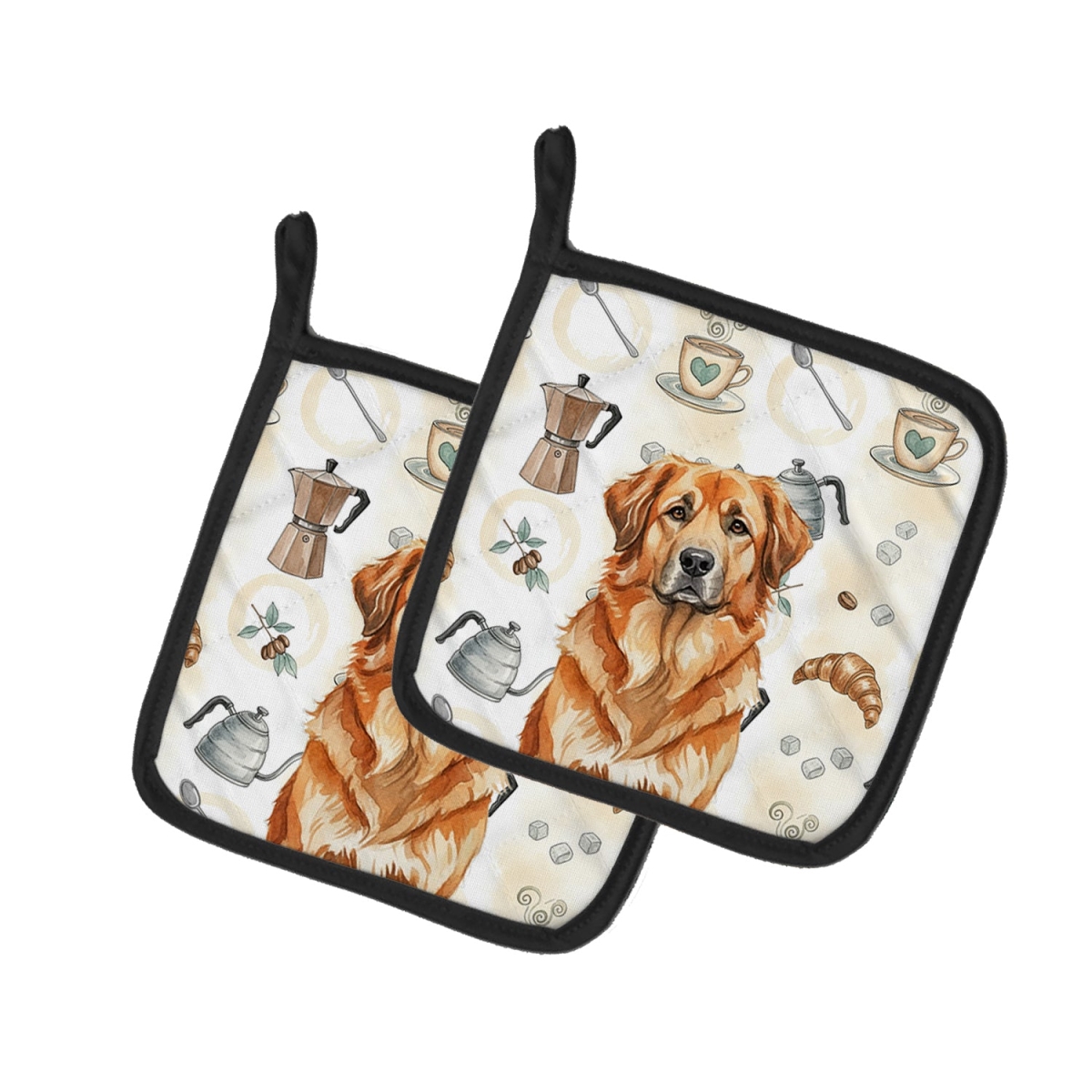 Picture of Carolines Treasures WDK7499PTHD 7.5 x 7.5 in. Red Leonberger Coffee Bar Pair of Pot Holders