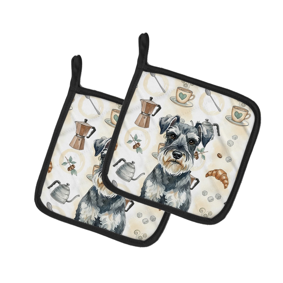 Picture of Carolines Treasures WDK7601PTHD 7.5 x 7.5 in. Schnauzer Coffee Bar Pair of Pot Holders