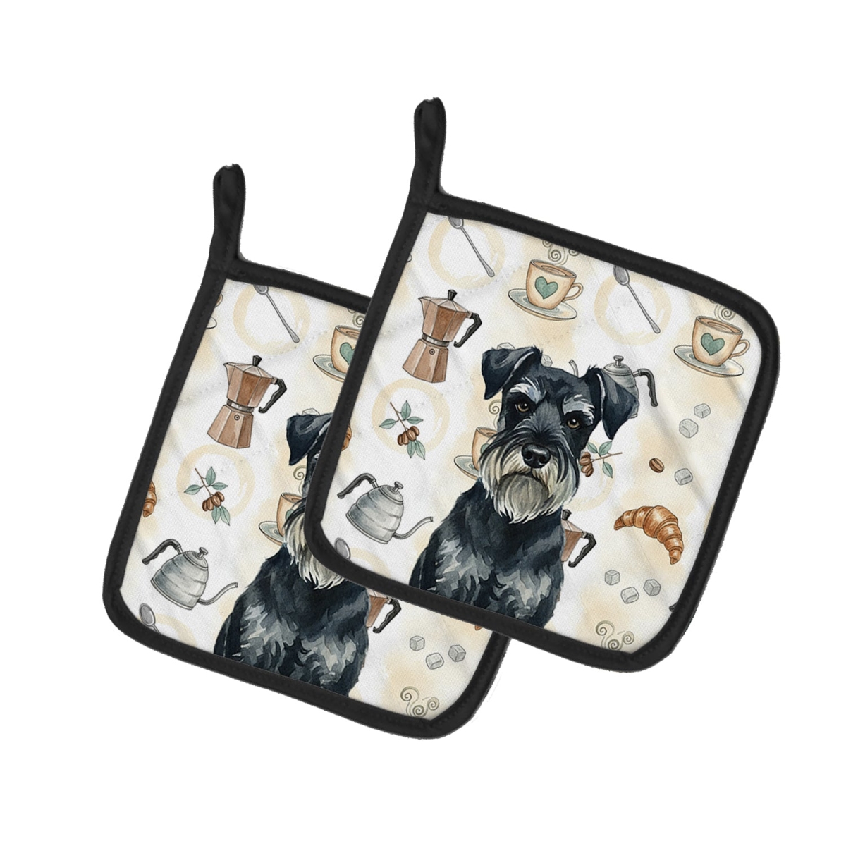 Picture of Carolines Treasures WDK7632PTHD 7.5 x 7.5 in. Standard Schnauzer Coffee Bar Pair of Pot Holders