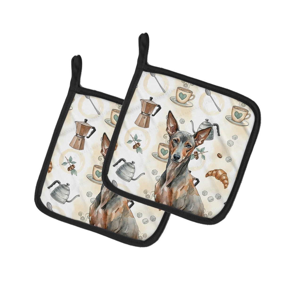 Picture of Carolines Treasures WDK7661PTHD 7.5 x 7.5 in. Xoloitzcuintli Coffee Bar Pair of Pot Holders