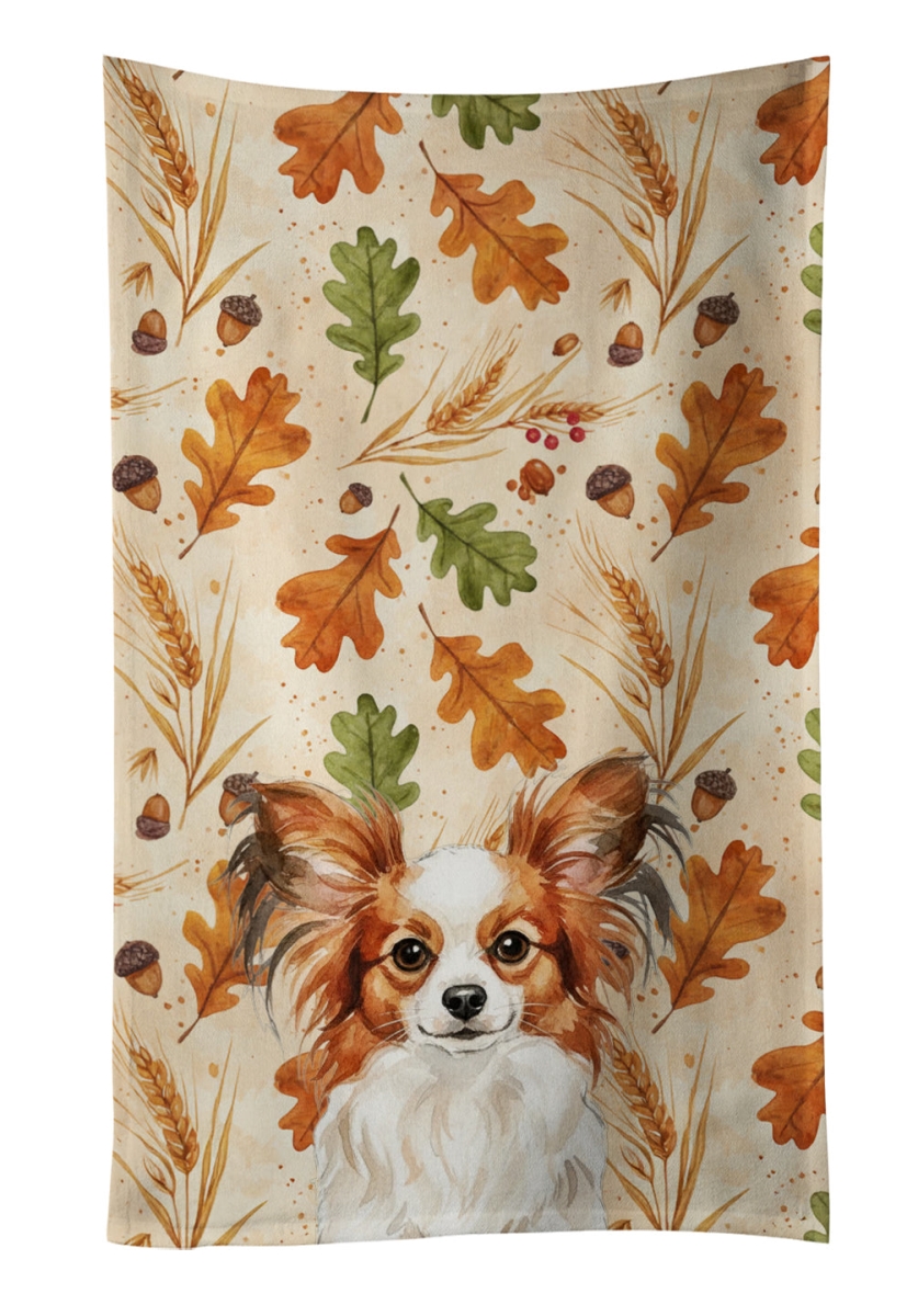 WDK7944KTWL 25 x 15 in. White with Red Papillon Heirloom Fall Kitchen Towel