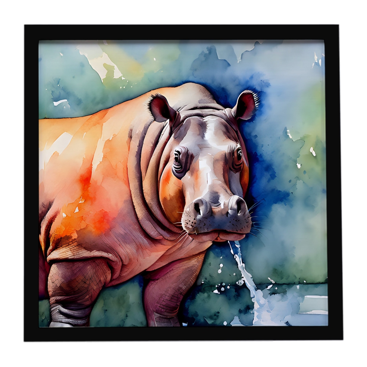DAC2934MFP88 8 x 8 in. Hippopotamus Framed Metal Print