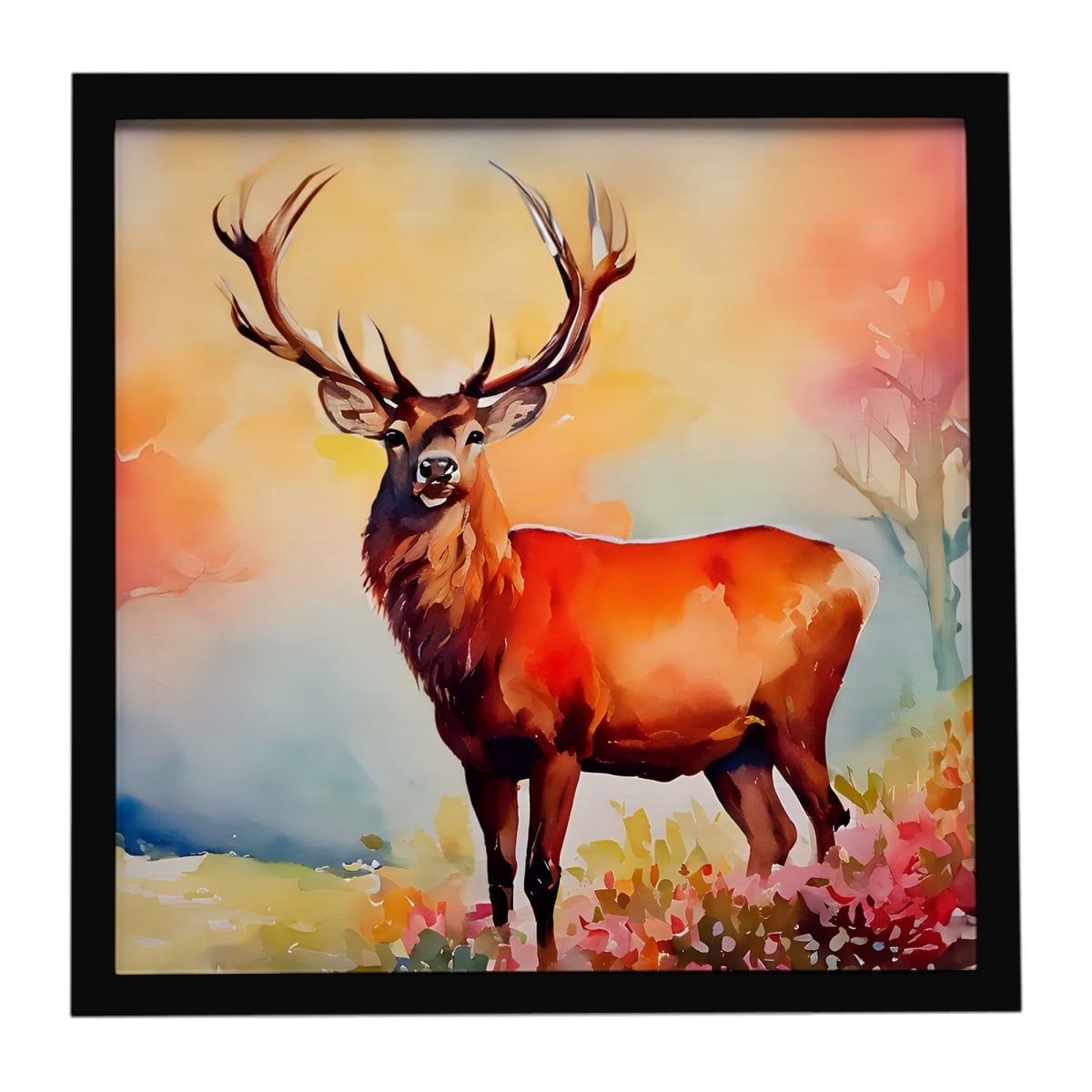 DAC2987MFP88 8 x 8 in. Deer Stag Framed Metal Print