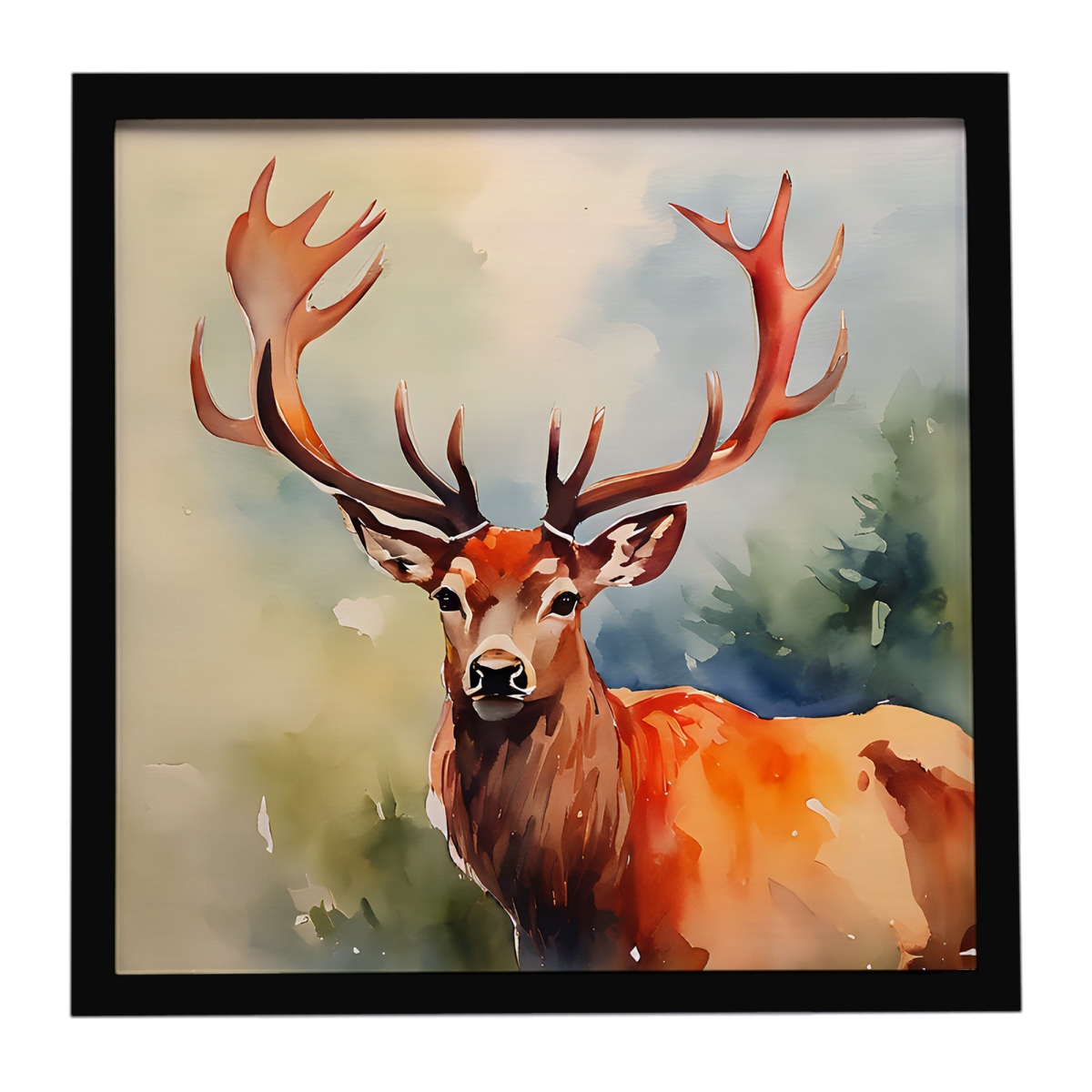 DAC2988MFP88 8 x 8 in. Deer Stag Framed Metal Print