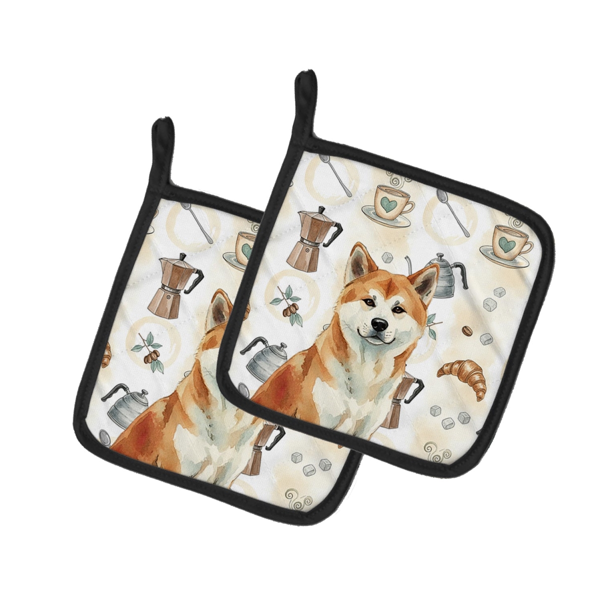 Picture of Carolines Treasures WDK7270PTHD 7.5 x 7.5 in. Red Akita Coffee Bar Pair of Pot Holders