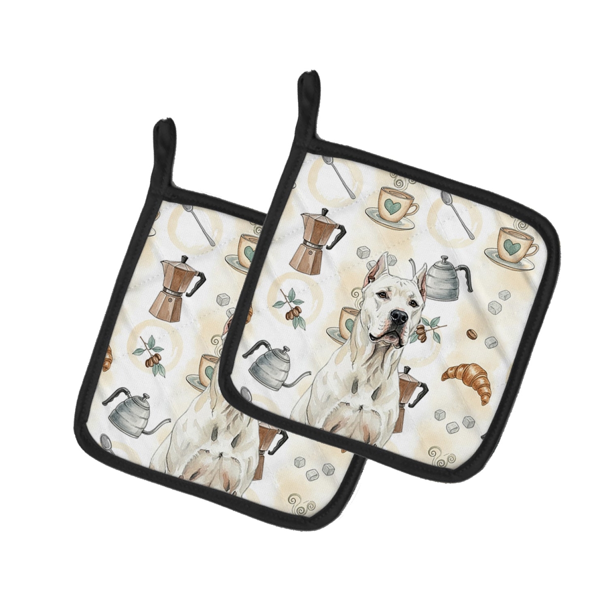 Picture of Carolines Treasures WDK7410PTHD 7.5 x 7.5 in. Dogo Argentino Coffee Bar Pair of Pot Holders