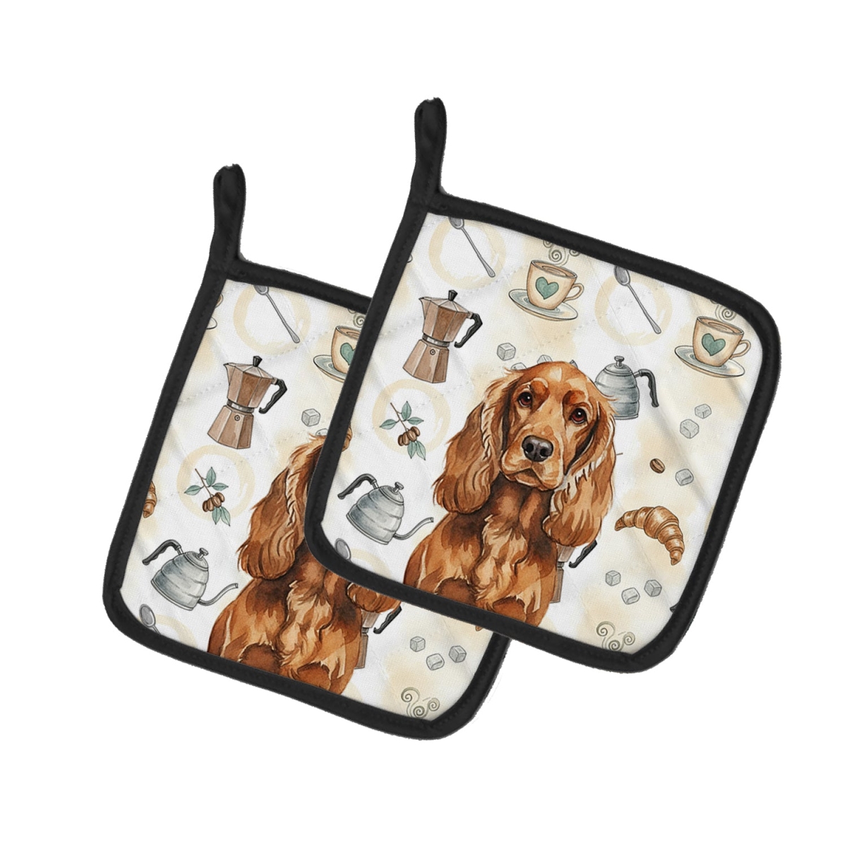 Picture of Carolines Treasures WDK7423PTHD 7.5 x 7.5 in. Red English Cocker Spaniel Coffee Bar Pair of Pot Holders