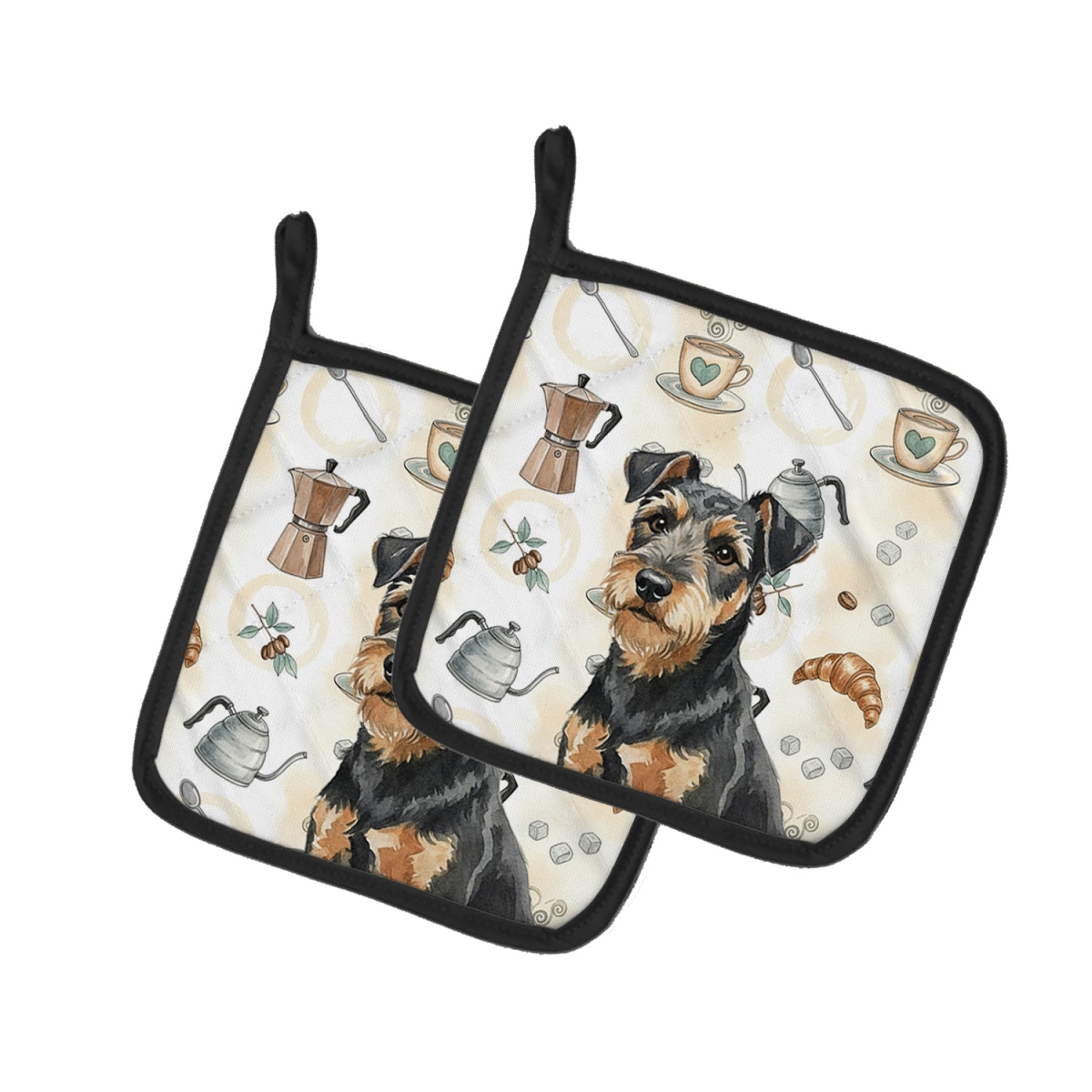 Picture of Carolines Treasures WDK7496PTHD 7.5 x 7.5 in. Black & Tan Lakeland Terrier Coffee Bar Pair of Pot Holders