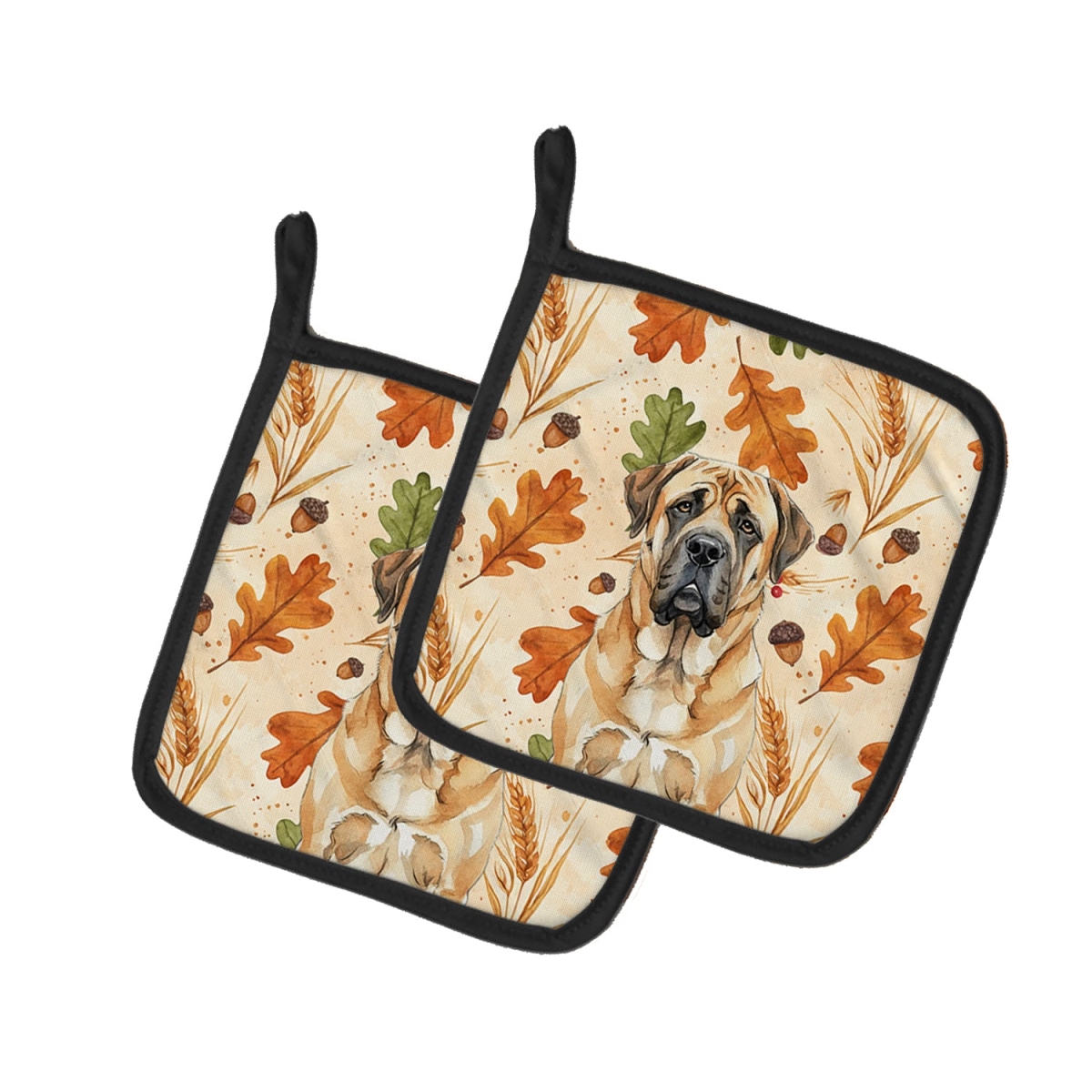 Picture of Carolines Treasures WDK7824PTHD 7.5 x 7.5 in. Apricot English Mastiff Heirloom Fall Pair of Pot Holders
