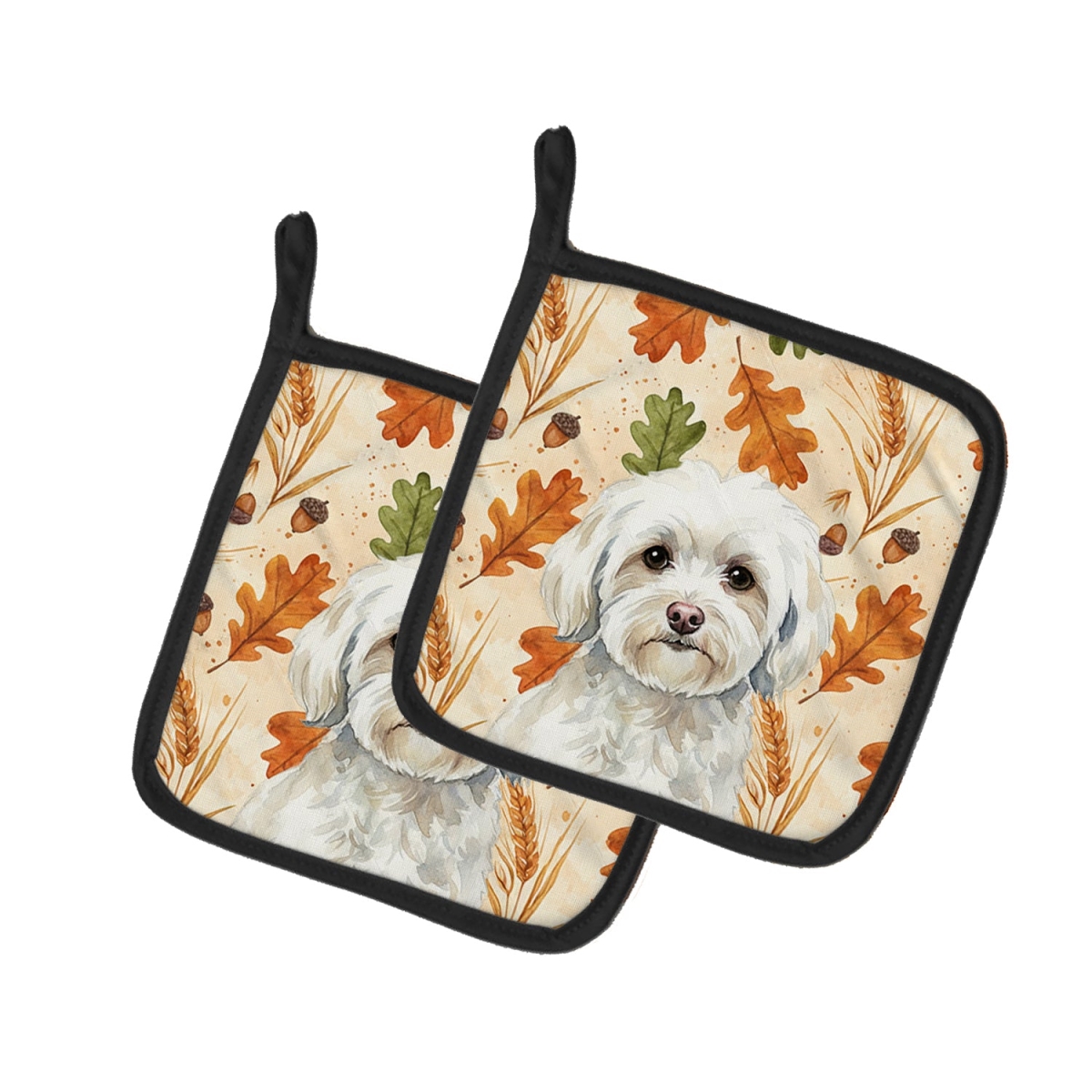 Picture of Carolines Treasures WDK7870PTHD 7.5 x 7.5 in. White Havanese Heirloom Fall Pair of Pot Holders