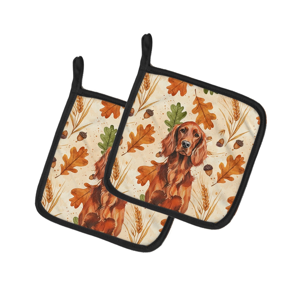 Picture of Carolines Treasures WDK7872PTHD 7.5 x 7.5 in. Irish Setter Heirloom Fall Pair of Pot Holders