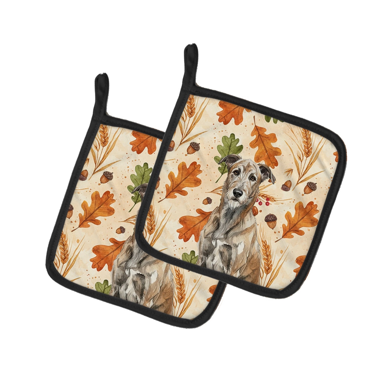 Picture of Carolines Treasures WDK7874PTHD 7.5 x 7.5 in. Brindle Irish Wolfhound Heirloom Fall Pair of Pot Holders