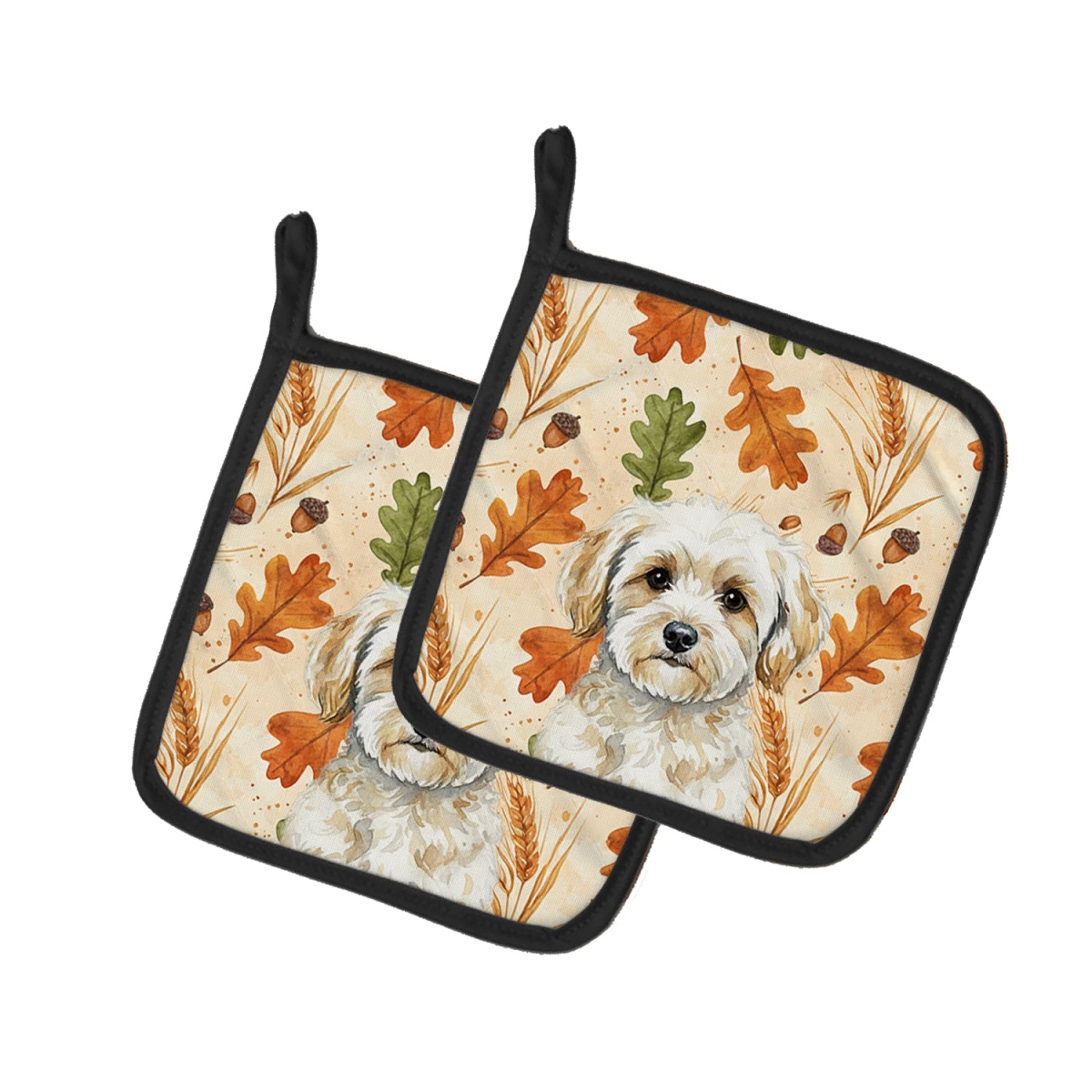 Picture of Carolines Treasures WDK7907PTHD 7.5 x 7.5 in. Maltipoo Heirloom Fall Pair of Pot Holders