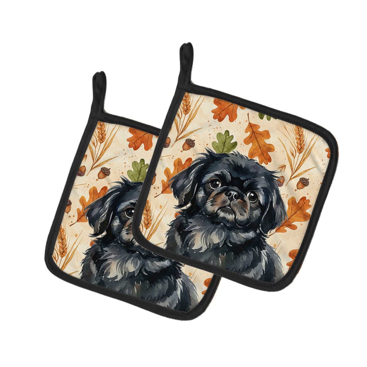 Picture of Carolines Treasures WDK7948PTHD 7.5 x 7.5 in. Black Pekingese Heirloom Fall Pair of Pot Holders